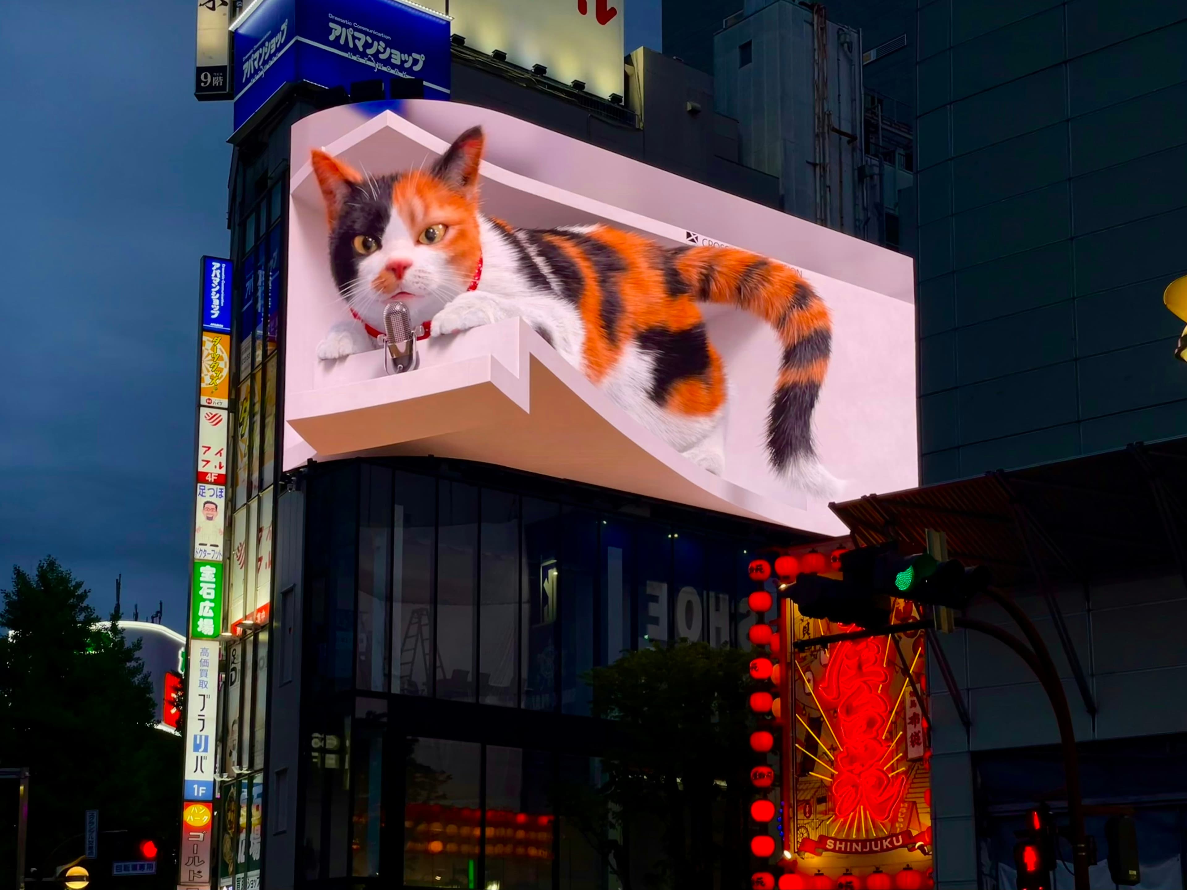 Shinjuku 3D Giant Cat Billboard in Tokyo